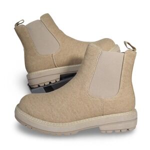 Dune Chase Canvas Chelsea Boots Tan Womens 10 Chunky Lug Sole Ankle‎ Booties
